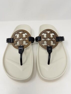Tory Burch Miller Cloud Sandals Comfort Vacation Casual Brown Black Size 9.5